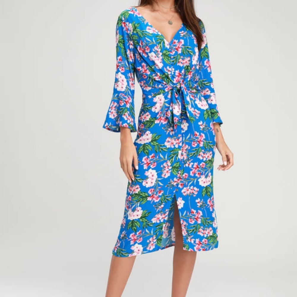 Tropical Print Midi Dress Lulus